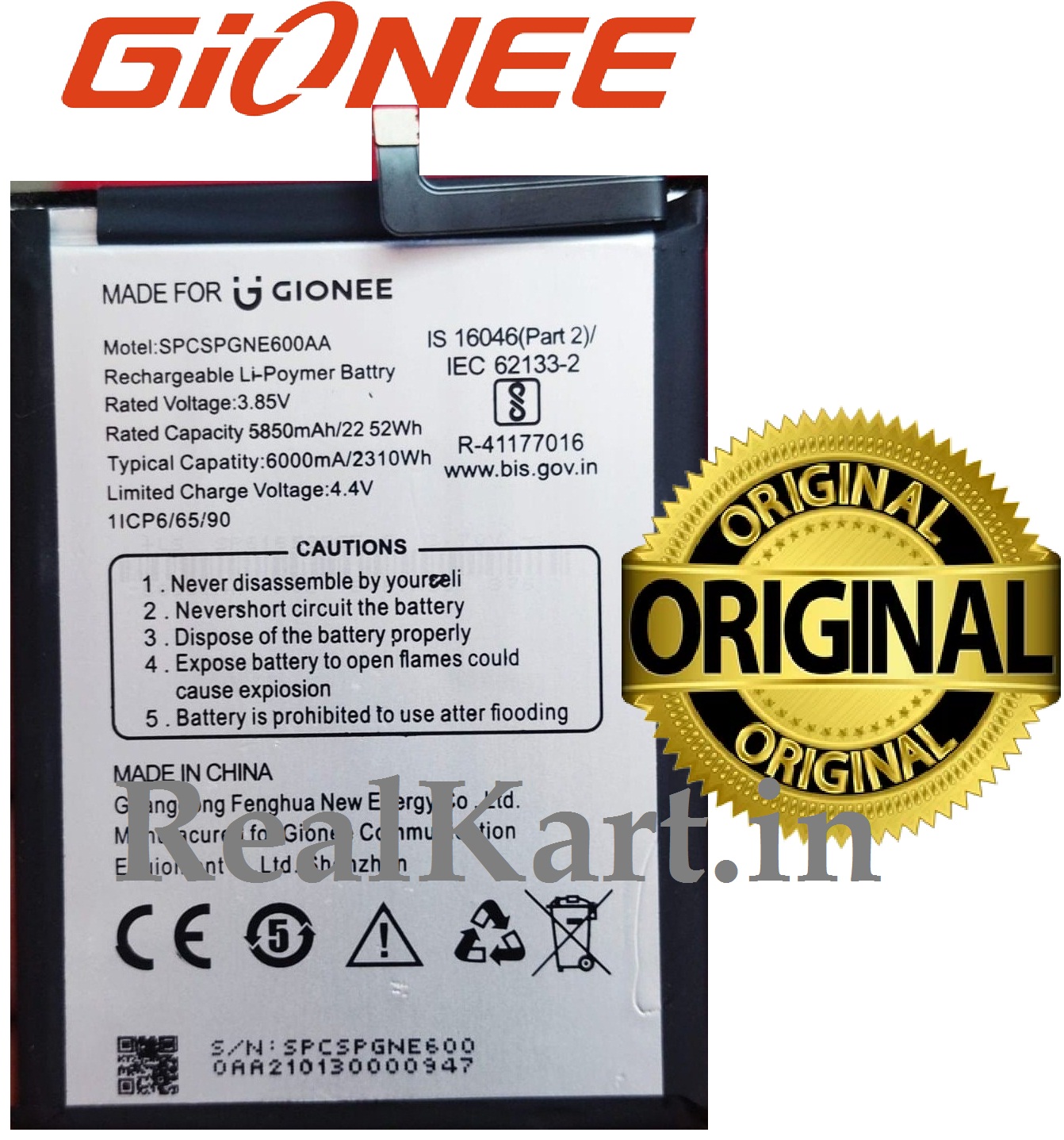 gionee 6000mah battery phone